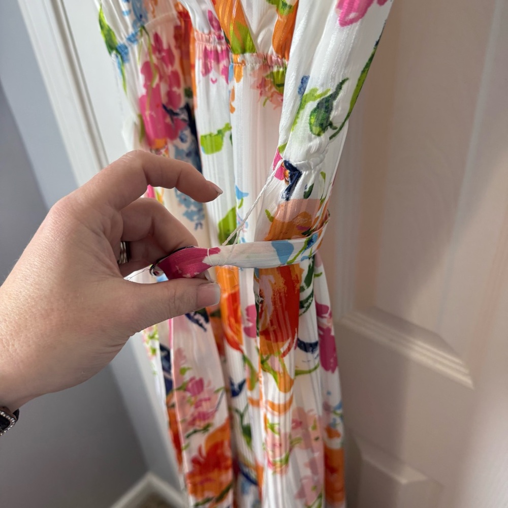 Sam Edelman V-Neck Floral Midi Maxi Dress in White/Multi Size 14 - Picture 5 of 11